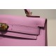 Hermes Kelly Mini II Bag Epsom Leather WAX Silver/Gold Metal Mauve Sylvestre High