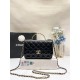 Chanel WALLET ON CHAIN AP3796 Rhinestone Lambskin & Gold-Tone Metal Black A