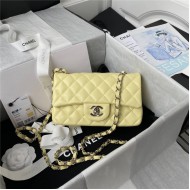 Mini CLASSIC HANDBAG Lambskin Silver Metal Yellow A