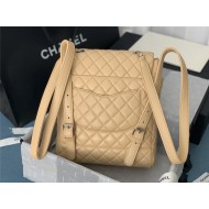 Chanel Medium Backpack Lambskin 91121 Silver-Metal Nude High