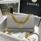 Chanel FLAP BAG Grained Calfskin & Gold-Tone Metal AS2764 Gray High