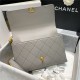 Chanel FLAP BAG Grained Calfskin & Gold-Tone Metal AS2764 Gray High