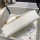 Chanel FLAP BAG Grained Calfskin & Gold-Tone Metal AS2764 White High