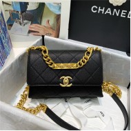 Chanel MINI FLAP BAG Grained Calfskin & Gold-Tone Metal AS2711 Black High