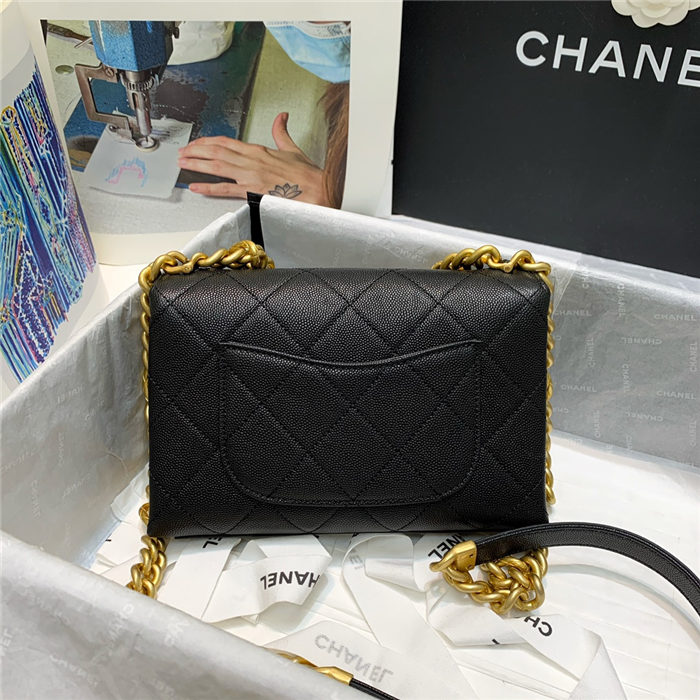 Chanel MINI FLAP BAG Grained Calfskin & Gold-Tone Metal AS2711 Black High