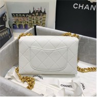 Chanel MINI FLAP BAG Grained Calfskin & Gold-Tone Metal AS2711 White High