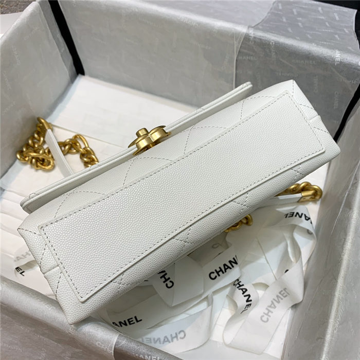 Chanel MINI FLAP BAG Grained Calfskin & Gold-Tone Metal AS2711 White High