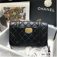 Chanel FLAP BAG Aged Calfskin & Gold-Tone Metal AS2696 Black High