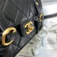 Chanel FLAP BAG Aged Calfskin & Gold-Tone Metal AS2696 Black High