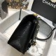 Chanel FLAP BAG Aged Calfskin & Gold-Tone Metal AS2696 Black High