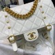 Chanel FLAP BAG Aged Calfskin & Gold-Tone Metal AS2696 White High