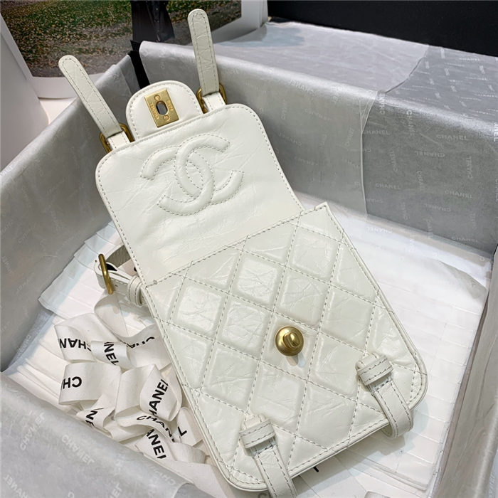 Chanel MINI FLAP BAG Aged Calfskin & Gold-Tone Metal AS2695 White High