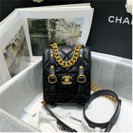 Chanel MINI FLAP BAG Aged Calfskin & Gold-Tone Metal AS2695 Black High