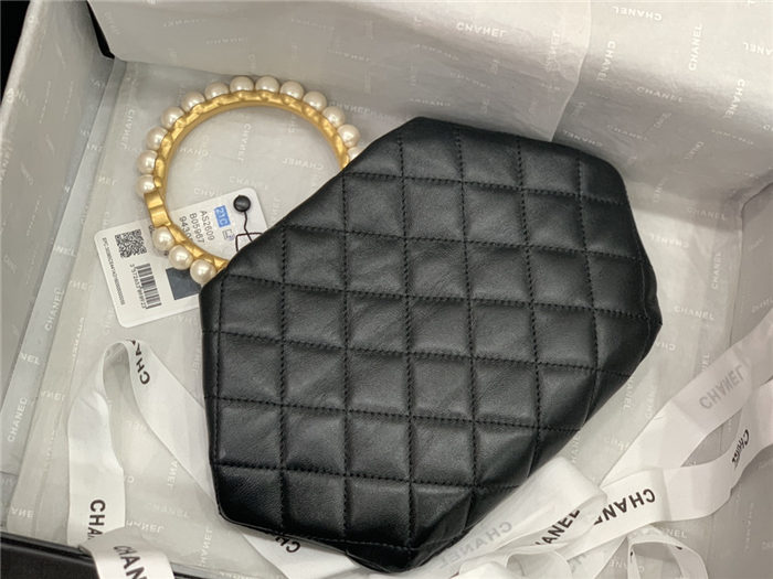 Chanel CLUTCH Lambskin Imitation Pearls & Gold-Tone Metal AS2609 Black High