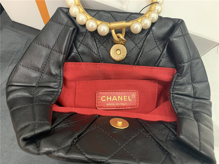 Chanel CLUTCH Lambskin Imitation Pearls & Gold-Tone Metal AS2609 Black High