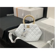 Chanel CLUTCH Lambskin Imitation Pearls & Gold-Tone Metal AS2609 White High