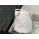 Chanel BUCKET BAG Lambskin Imitation Pearls & Gold-Tone Metal AS2608 White High