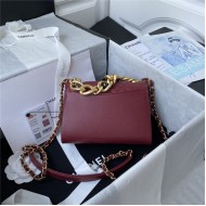 Chanel MINI FLAP BAG Calfskin & Gold-Tone Metal AS2638 Burgundy A