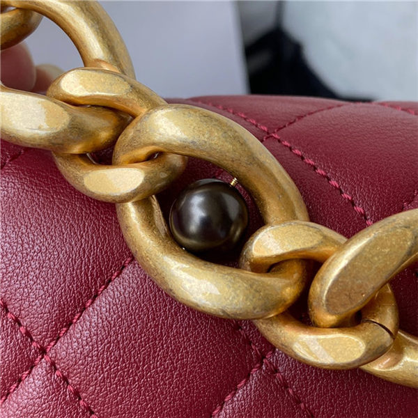 Chanel MINI FLAP BAG Calfskin & Gold-Tone Metal AS2638 Burgundy A