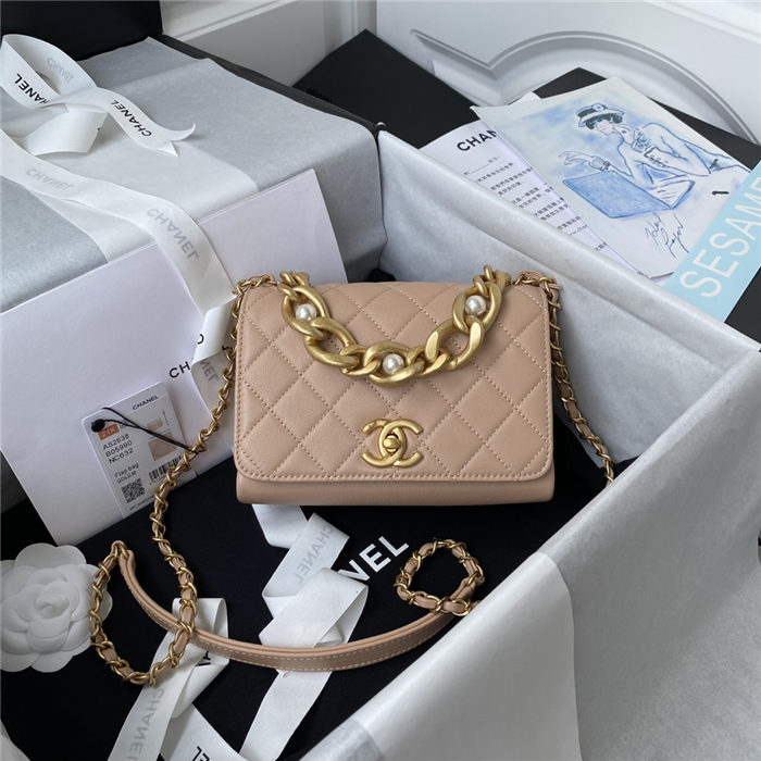 Chanel MINI FLAP BAG Calfskin & Gold-Tone Metal AS2638 Nude A