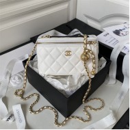 Chanel Vanity with Chain AP2303 Lambskin Gold Metal White High