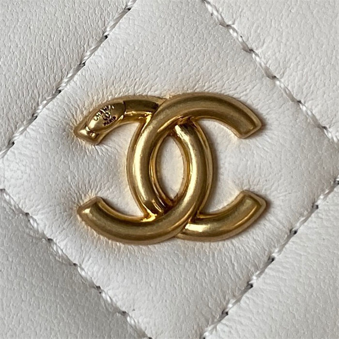 Chanel Vanity with Chain AP2303 Lambskin Gold Metal White High