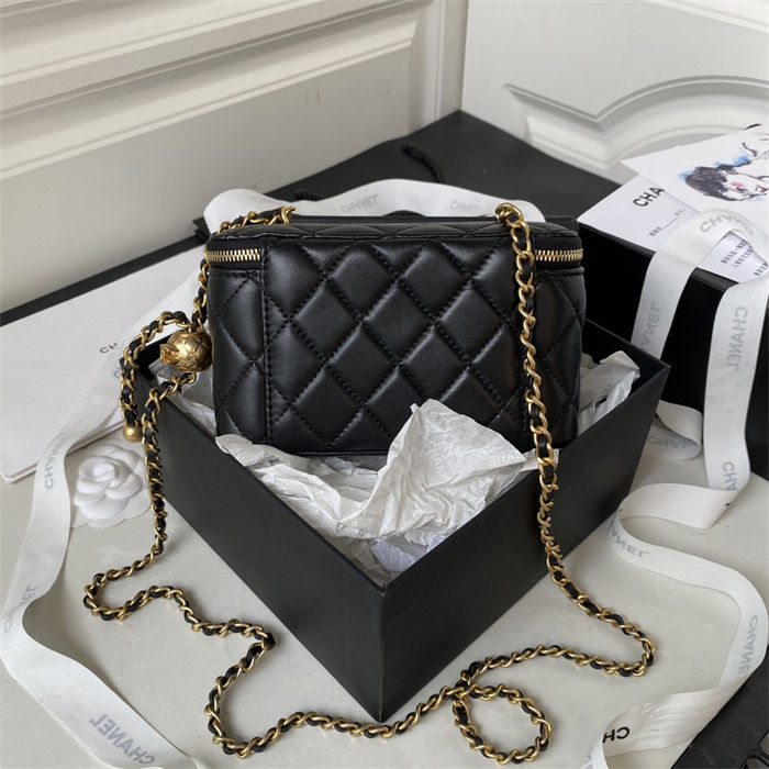 Chanel Vanity with Chain AP2303 Lambskin Gold Metal Black High