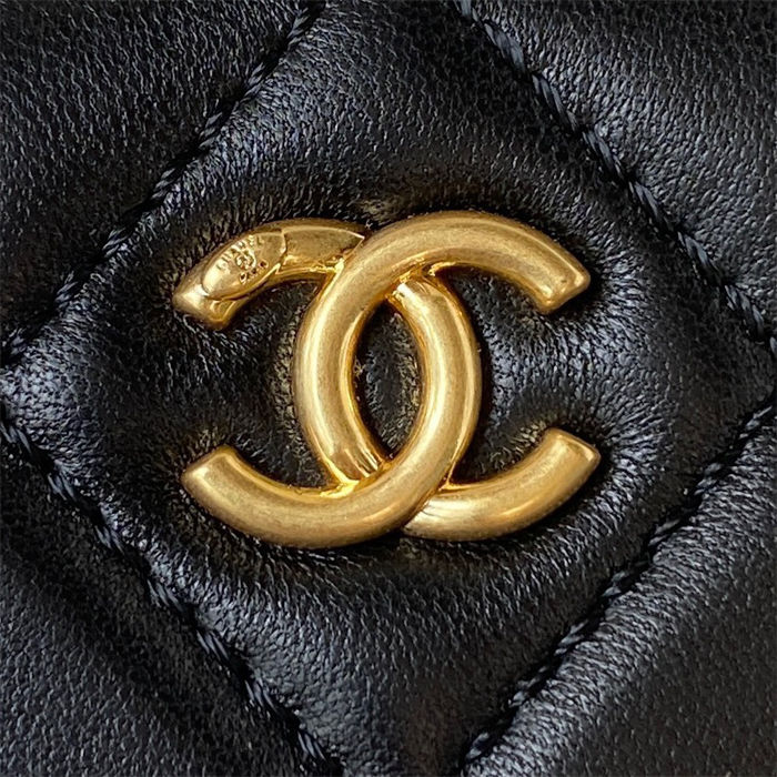 Chanel Vanity with Chain AP2303 Lambskin Gold Metal Black High