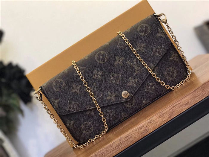 Louis Vuitton Felicie Pochette Chain Wallet Monogram Canvas M61276 Mid