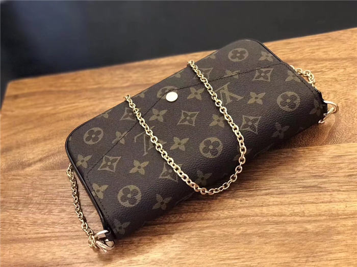 Louis Vuitton Felicie Pochette Chain Wallet Monogram Canvas M61276 Mid