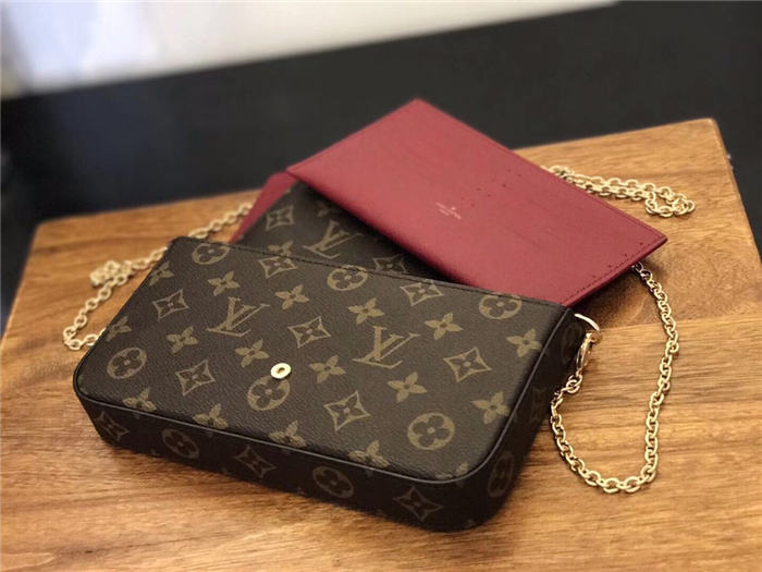 Louis Vuitton Felicie Pochette Chain Wallet Monogram Canvas M61276 Mid