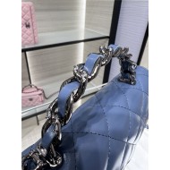 WALLET ON CHAIN AP3645 Shiny Crumpled Calfskin, Strass & Ruthenium-Finish Metal Blue A