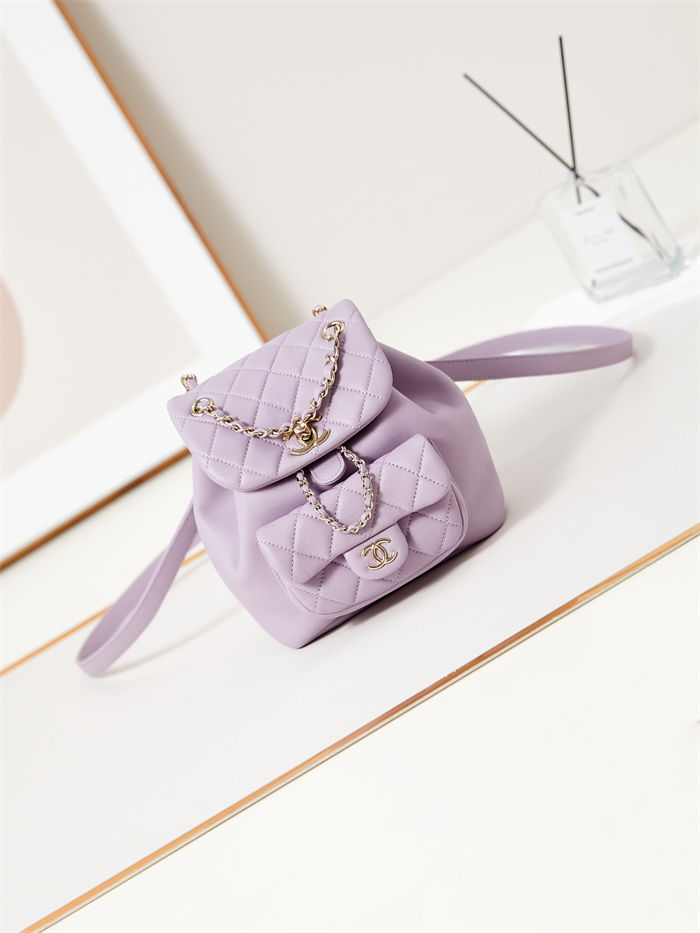 Chanel Duma Backpack 2908 Lambskin Gold-Tone Metal Lilac A