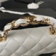 FLAP PHONE HOLDER WITH CHAIN AP3226 Lambskin Gold-Tone Metal White A