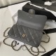 FLAP PHONE HOLDER WITH CHAIN AP3226 Lambskin Gold-Tone Metal Grey A