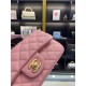 MINI FLAP BAG WITH TOP HANDLE AS2431 Grained Calfskin & Gold-Tone Pink High