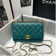 Chanel WALLET ON CHAIN Calfskin & Gold-Tone Metal AP2289 Olive High