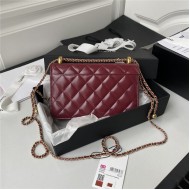 Chanel WALLET ON CHAIN Calfskin & Gold-Tone Metal AP2289 Burgundy A