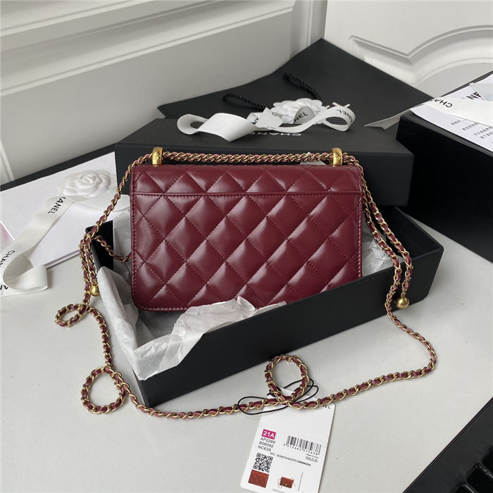 Chanel WALLET ON CHAIN Calfskin & Gold-Tone Metal AP2289 Burgundy A