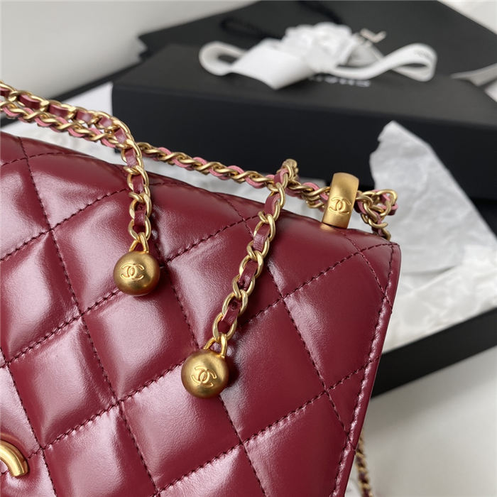 Chanel WALLET ON CHAIN Calfskin & Gold-Tone Metal AP2289 Burgundy A