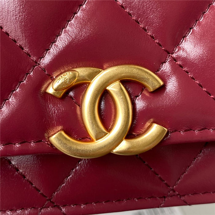 Chanel WALLET ON CHAIN Calfskin & Gold-Tone Metal AP2289 Burgundy A