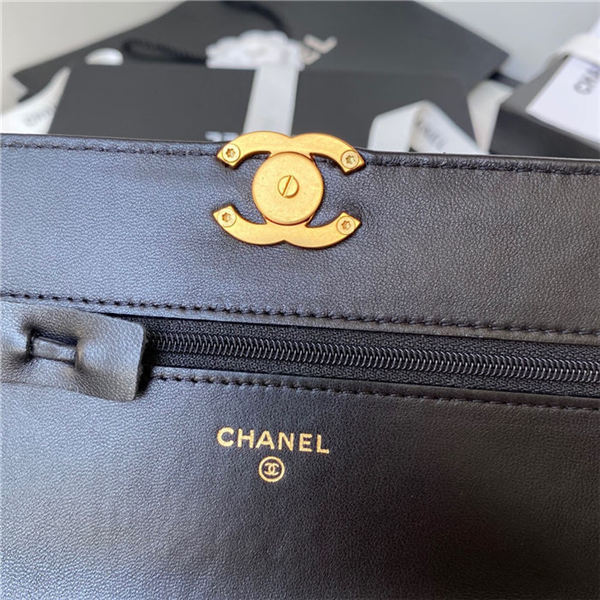 Chanel WALLET ON CHAIN Calfskin & Gold-Tone Metal AP2289 Black A