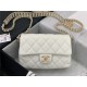 Chanel SMALL FLAP BAG Grained Calfskin & Gold-Tone Metal AS2528 White High