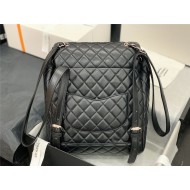 Chanel Large Backpack Lambskin 91122 Silver-Metal Black High