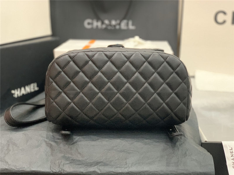 Chanel Large Backpack Lambskin 91122 Silver-Metal Black High