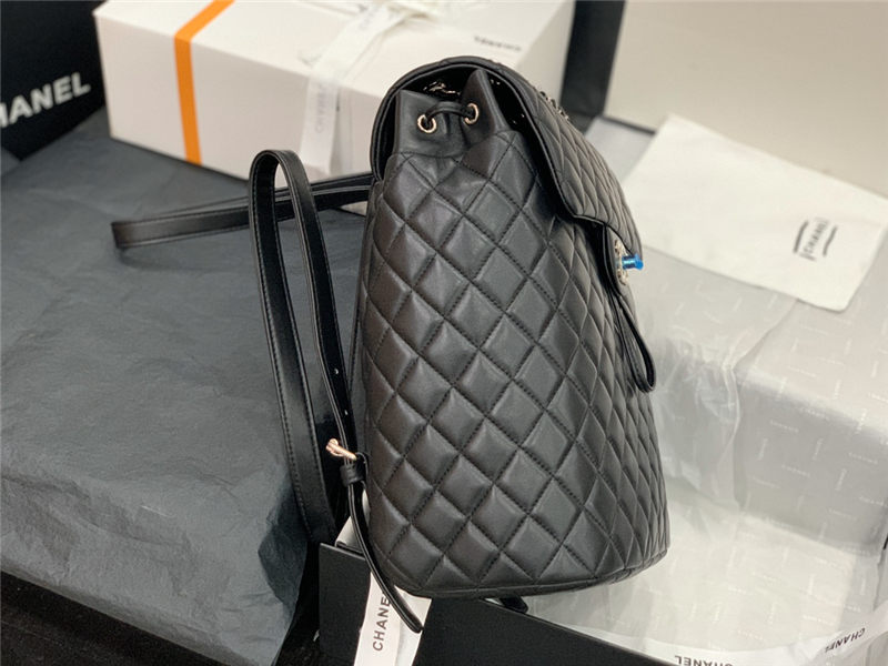 Chanel Large Backpack Lambskin 91122 Silver-Metal Black High