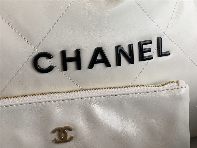 Chanel 22 LARGE HANDBAG Shiny Calfskin & Gold-Tone Metal AS3262 White High