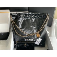 Chanel 22 LARGE HANDBAG Shiny Calfskin & Gold-Tone Metal AS3262 Black High