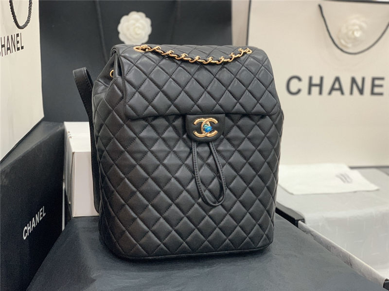 Chanel Large Backpack Lambskin 91122 Gold-Metal Black High