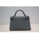 Hermes Kelly Mini II Bag Epsom Leather WAX Silver/Gold Metal Vert Amande High